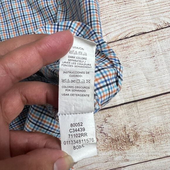 Chaps Men's Large Short Sleeve Button Down Shirt Plaid Easy Care Multicolor - Picture 4 of 10